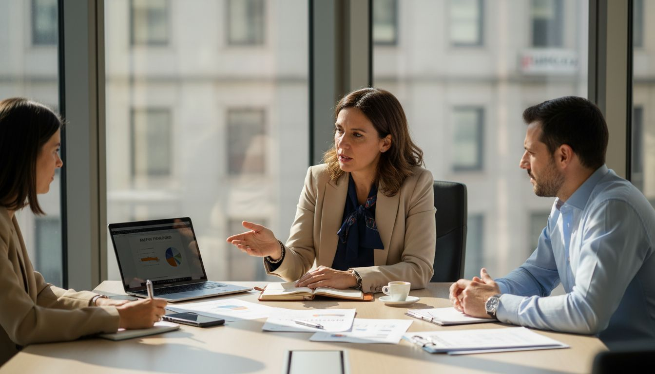 Gruppo di lavoro impegnato in una riunione aziendale in ufficio