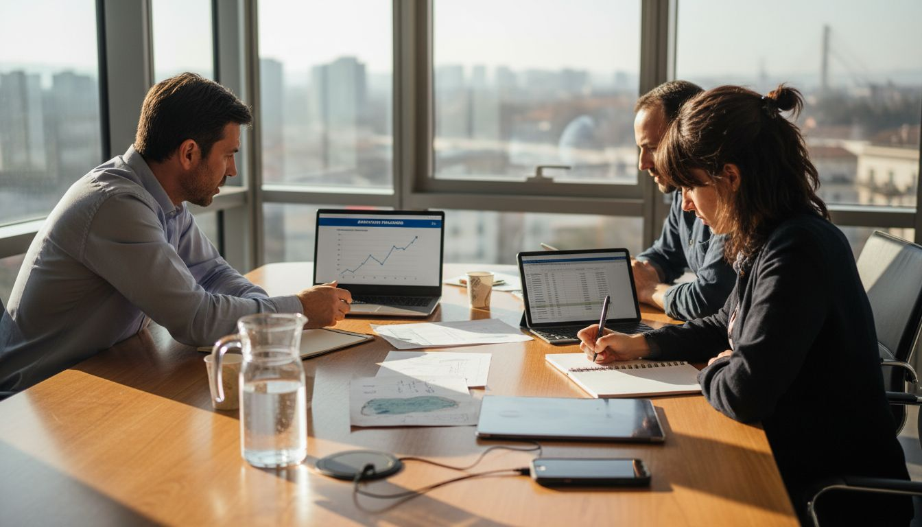 Un gruppo di lavoro si confronta in ufficio per definire insieme la strategia digitale dell’azienda.