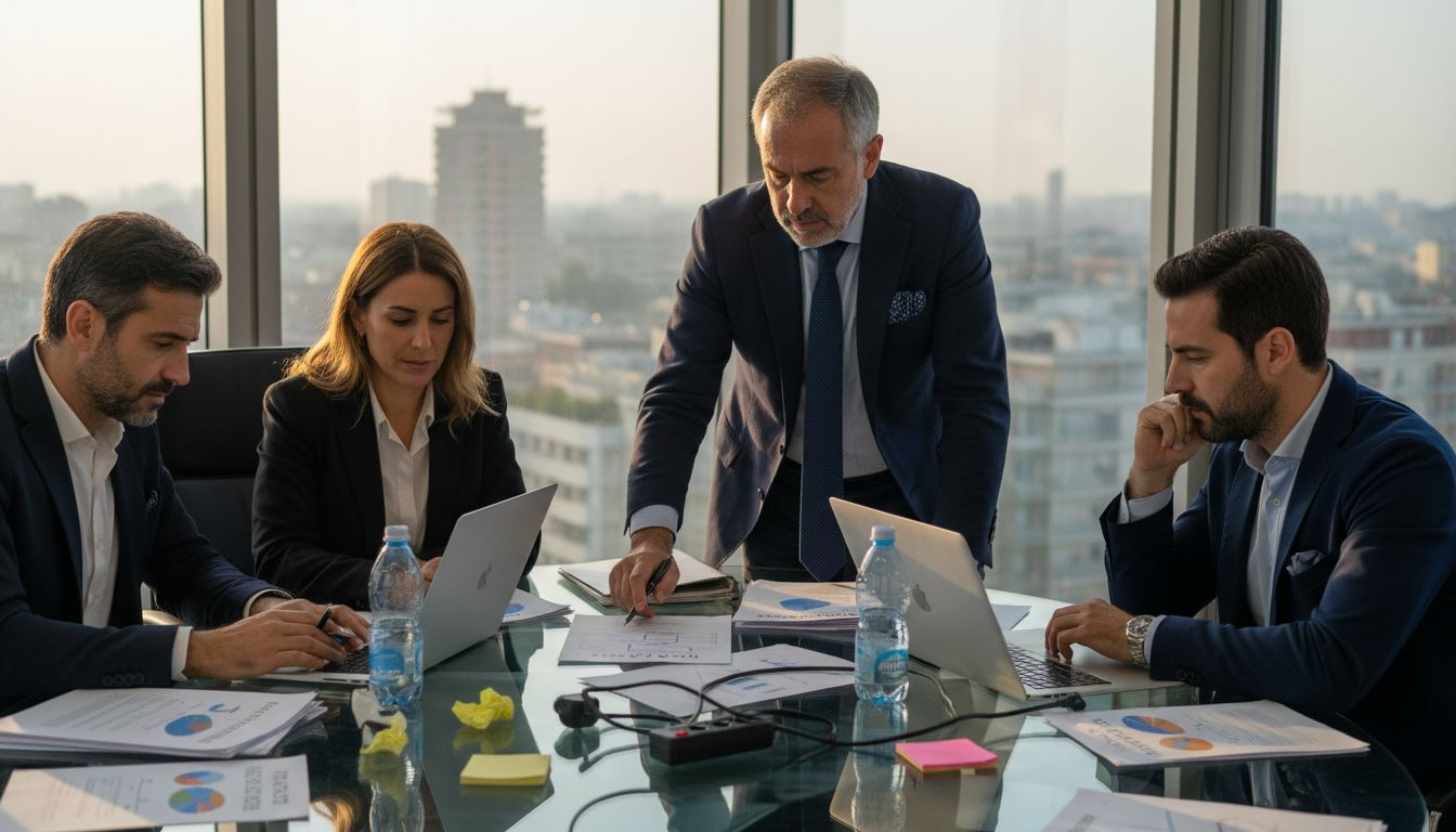 Il team aziendale si riunisce per confrontarsi sulle strategie da adottare in caso di crisi.