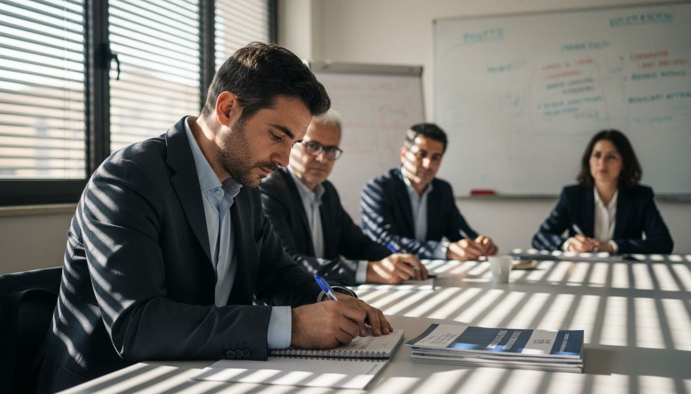 Un comunicatore pubblico partecipa a un corso di formazione in aula.