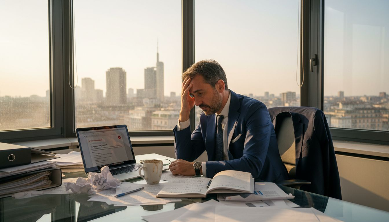 Dirigente sotto pressione alle prese con errori di comunicazione in azienda